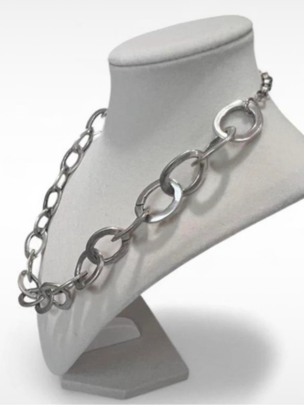 Silver Link Chain Necklace - Vintage Artisan Piece
